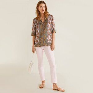 NWT Mango pink linen cotton blend darted trouser pants, 6